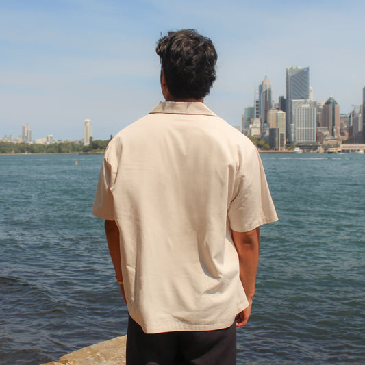 beige christian apparel with bible verse embroidered patch