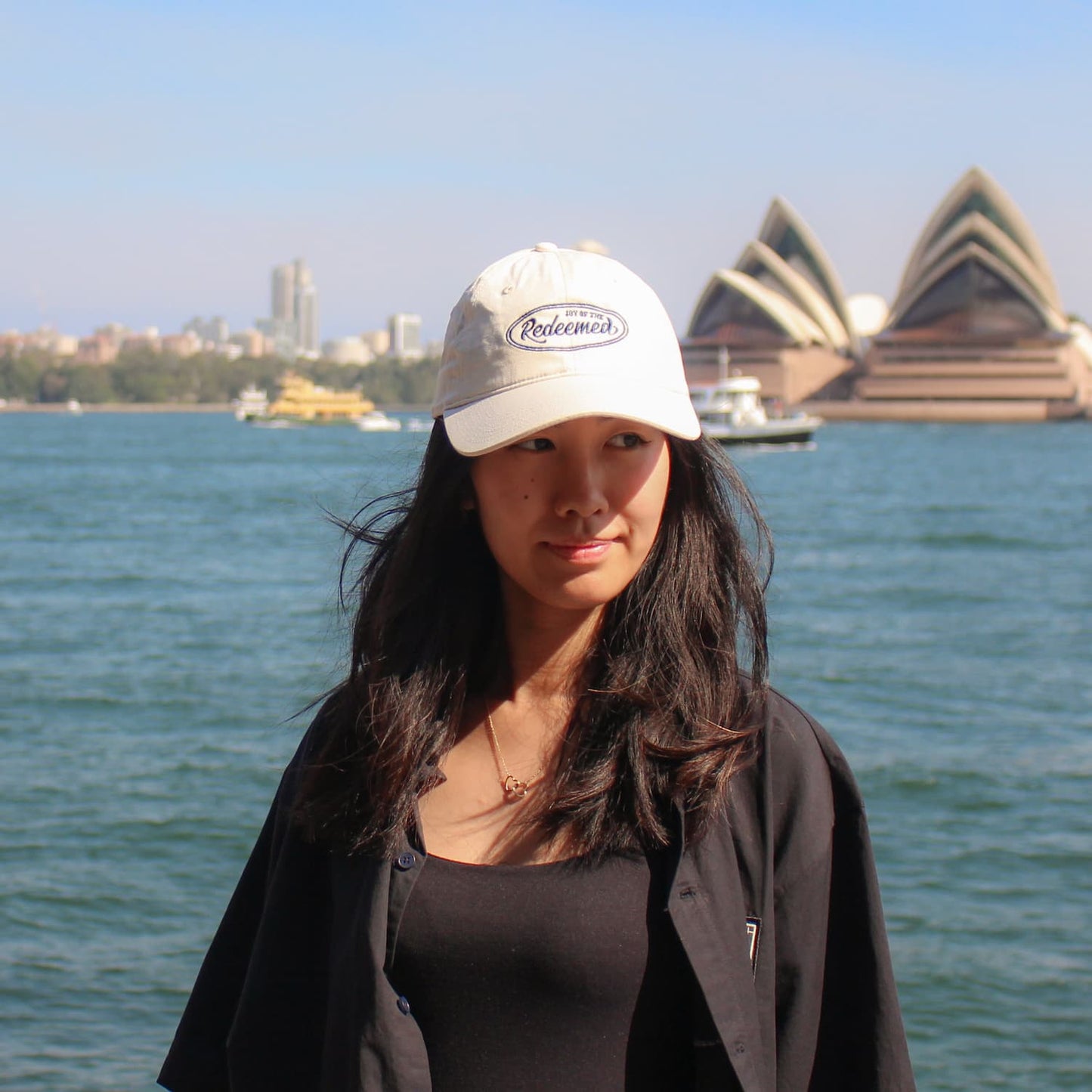 christian embroidered cap white