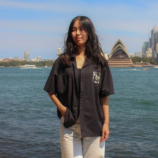 christian outfit button up woman navy bible verse