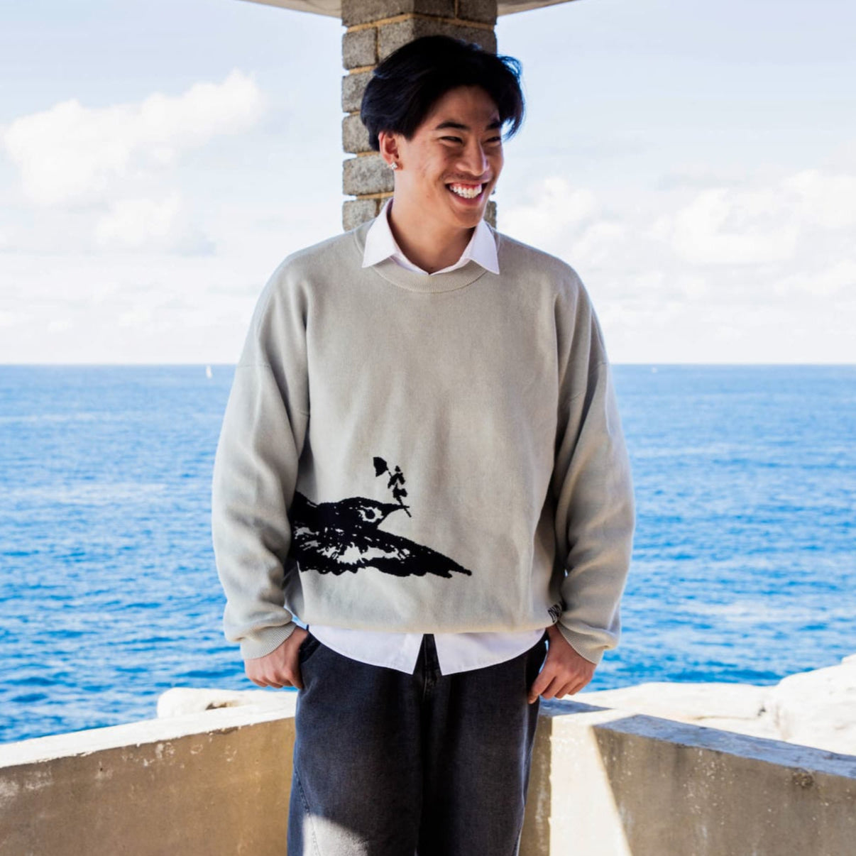 fear not sweater stone grey christian clothing