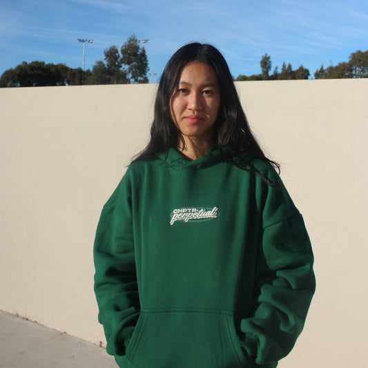 forest green puff print hoodie